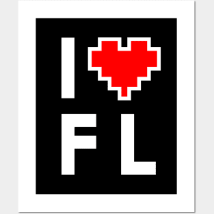 I Love FL - Pixel heart for Florida gamer Posters and Art